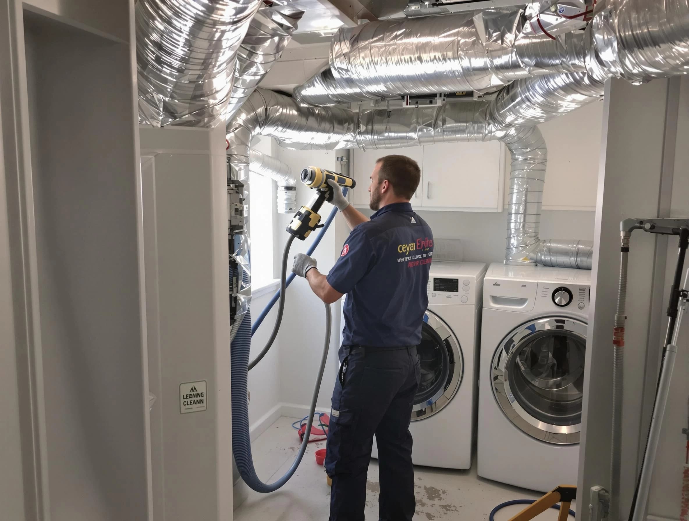 Mission Viejo Dryer Vent Cleaning specialist using advanced equipment for thorough duct cleaning in Mission Viejo